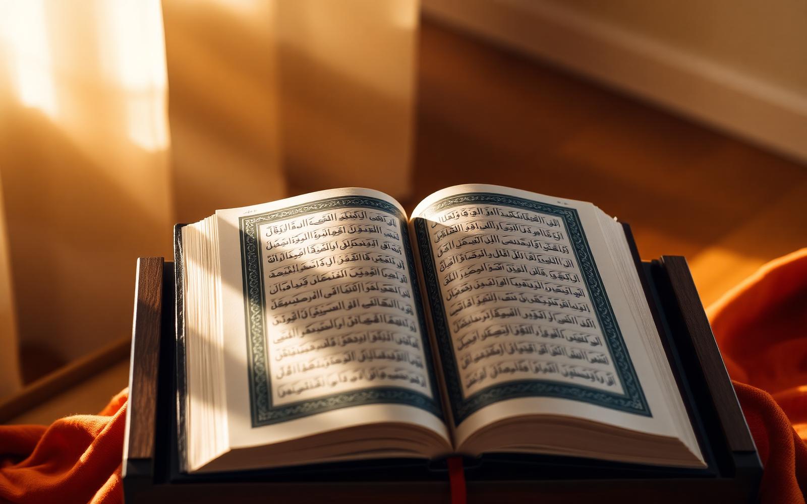 مصحف مفتوح فى ضوء دافئ